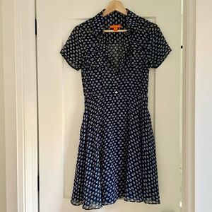 Navy Polkadot Fit and Flare Dress